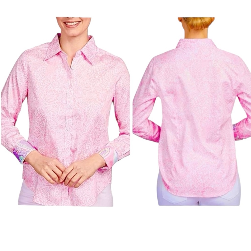 Ruby‎ Rd. Classic Fit and Wrinkle Resistant Women’s shirt, Pink, Size 14